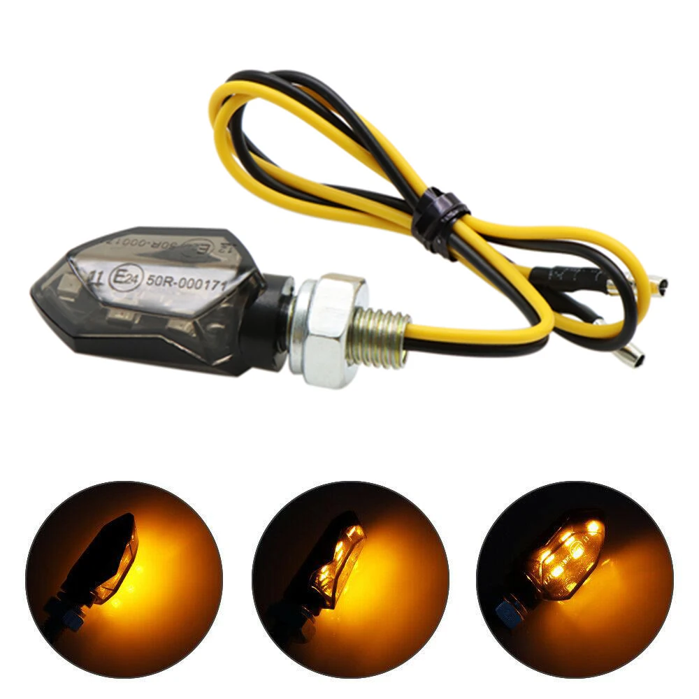 Clignotant LED universel pour moto, 2 pièces, Mini clignotant ambre, lampe Super lumineuse