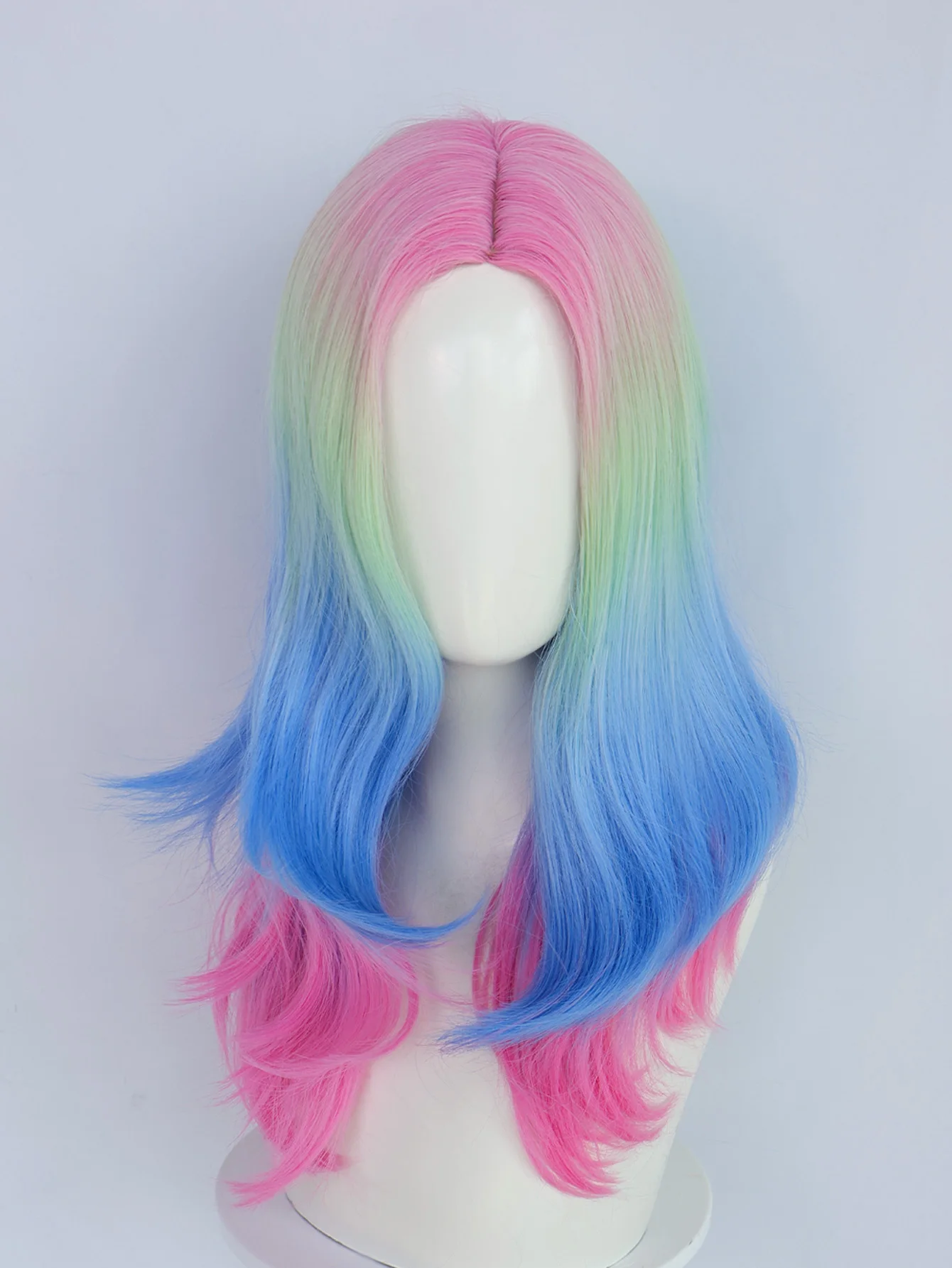 20 inch gradient long curly rainbow long wig for gatherings, parties, music festivals, Halloween