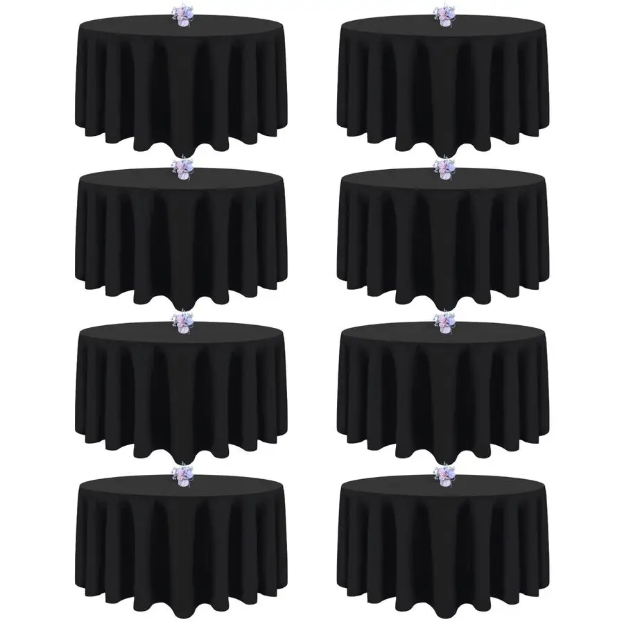 

Упаковка черных круглых скатерть 90-дюймовая настольная круглая скатерть, устойчивая к морщинам моющаяся полиэфирная ткань скатерть Table Cove