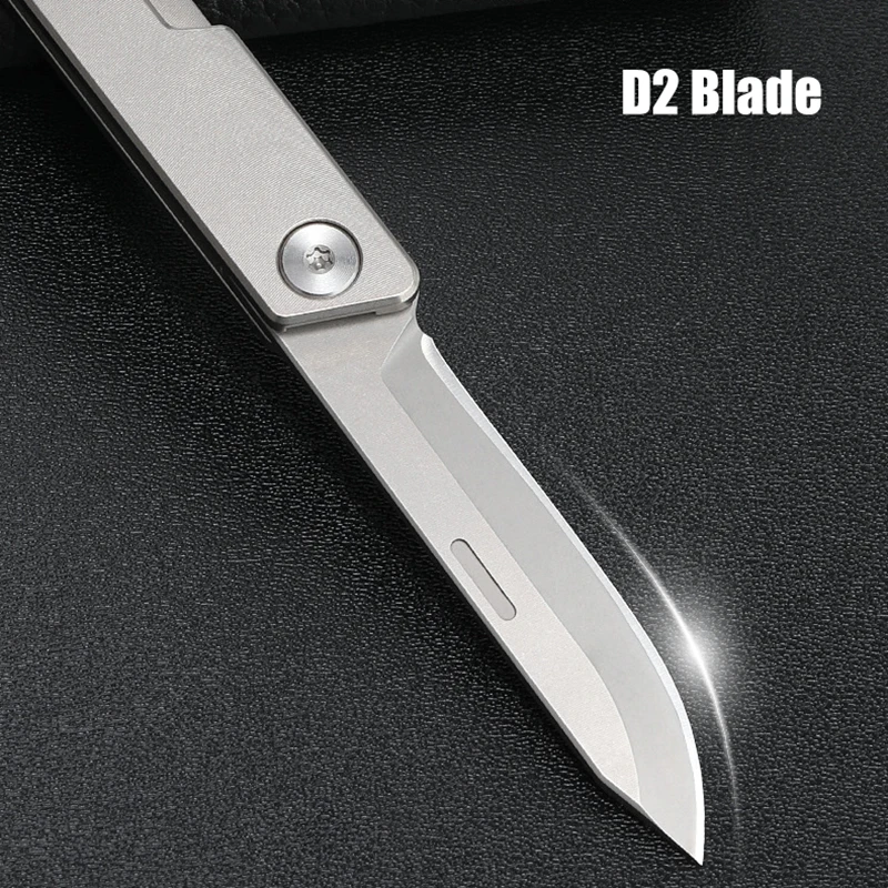 Titanium Alloy Scalpel Utility Knife Paper Open Box D2 Blade Quick Open Folding Knife No Lock Portable Pocket Key Chain Tool