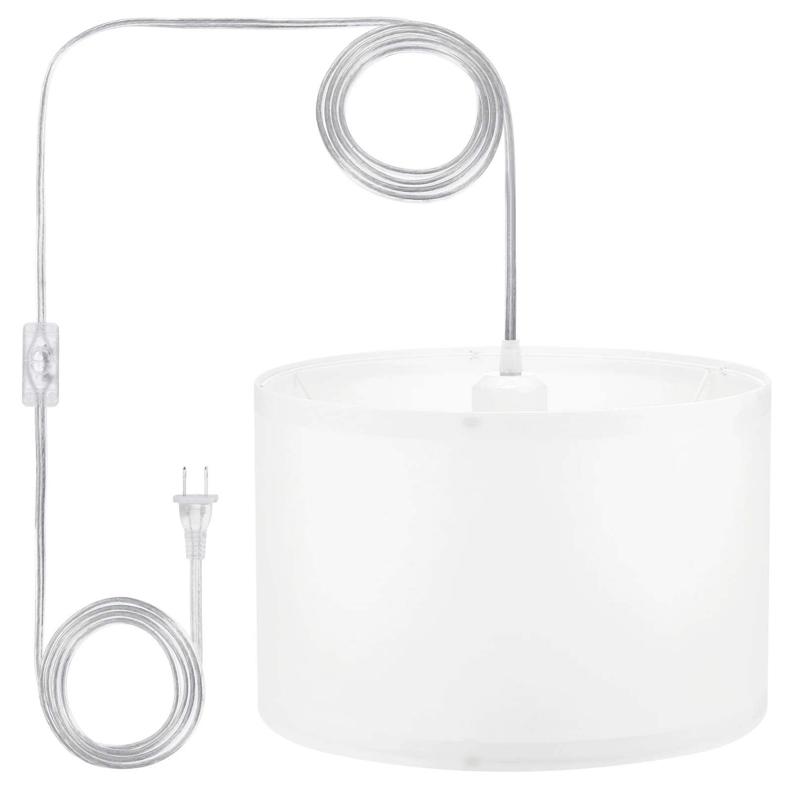 

1Set Plug in Pendant Light 15Ft Rope Cord Hanging Lamp Fixture with ON/OFF Switch Fabric Shade E26/E27 Bulb Socket for Bedroom