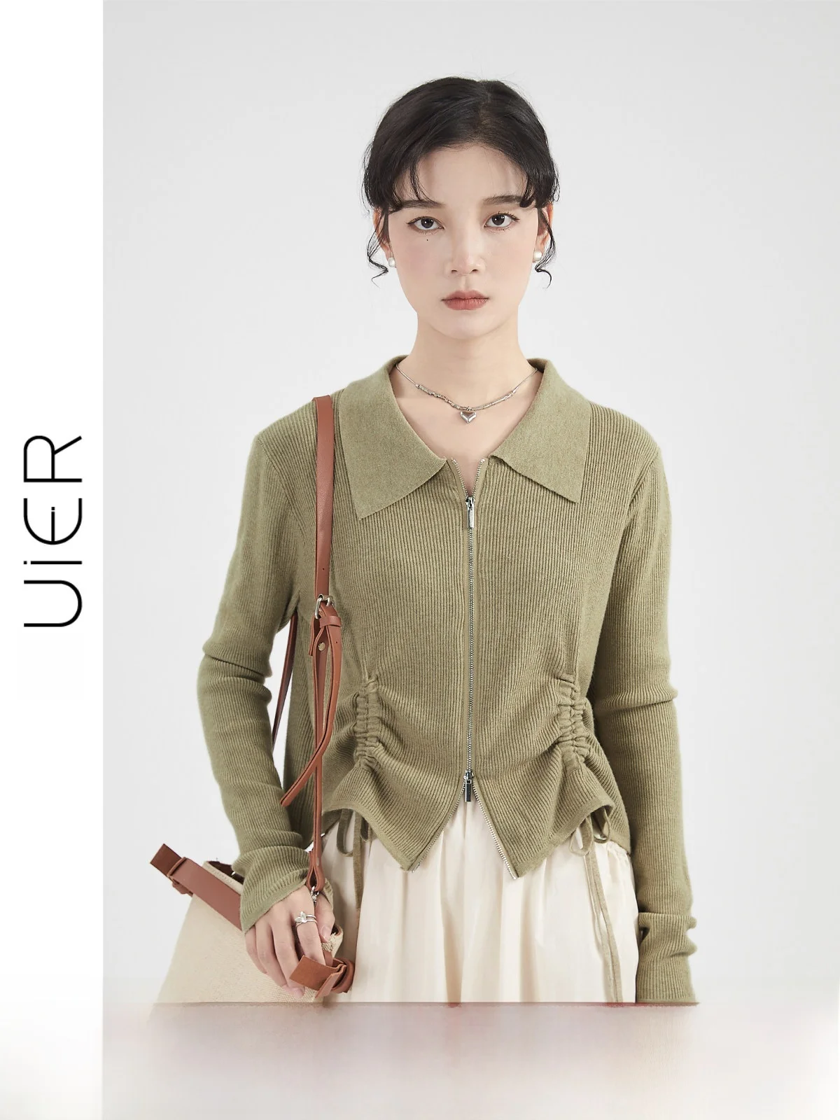 

Guer Long Sve Knitted Sweater Women's Unique aped Slim Fit Autumn Faion Casual Sle Loose Version Color Zipper