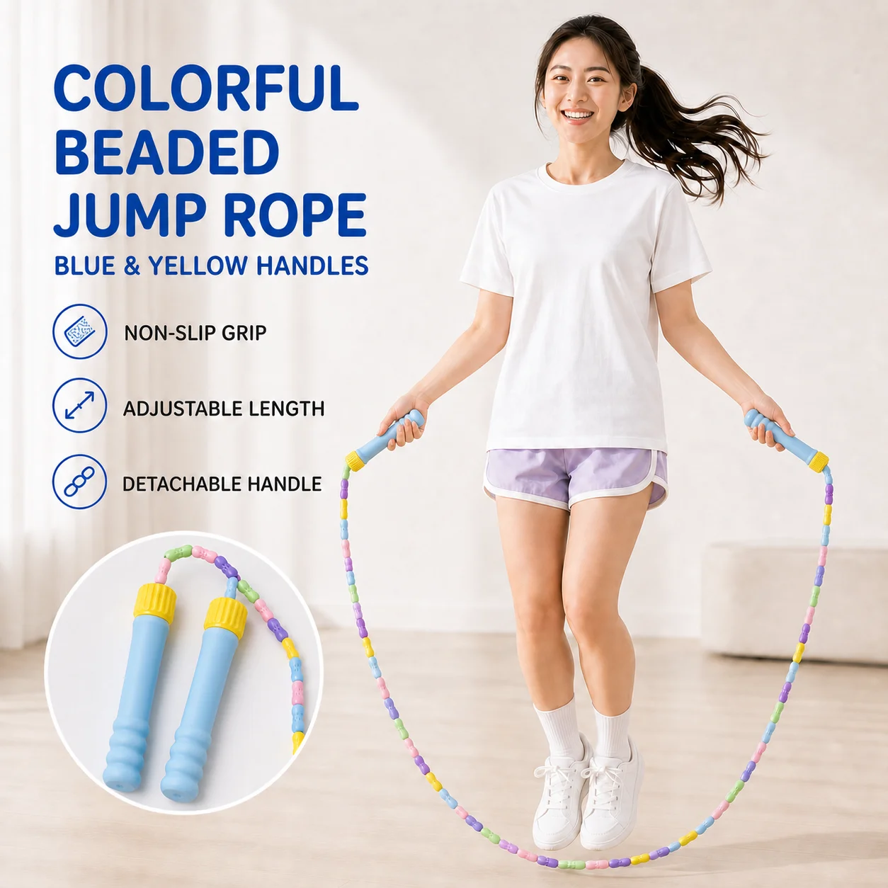 Colorful Bamboo Jump Rope Durable for All Skill Levels Home Workouts Outdoor Activities Fitness Enhance Your Workout Experience