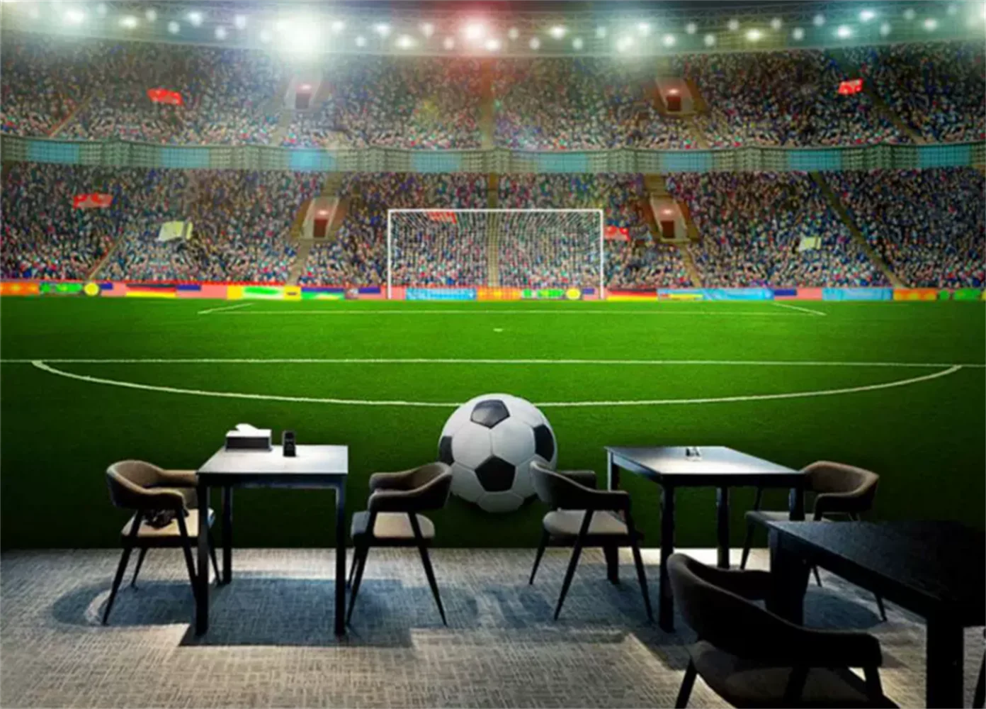 Football themed star background wall sports equipment store customized mural restaurant barbecue leisure bar wallpaper