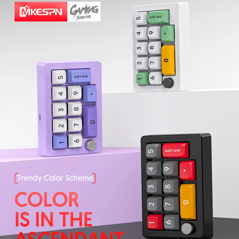 K808 Numerical Mechanical Keyboard 13keys Macro Programming Buttons with Knob Hot-swapping RGB Custom Keyboard for Office Game