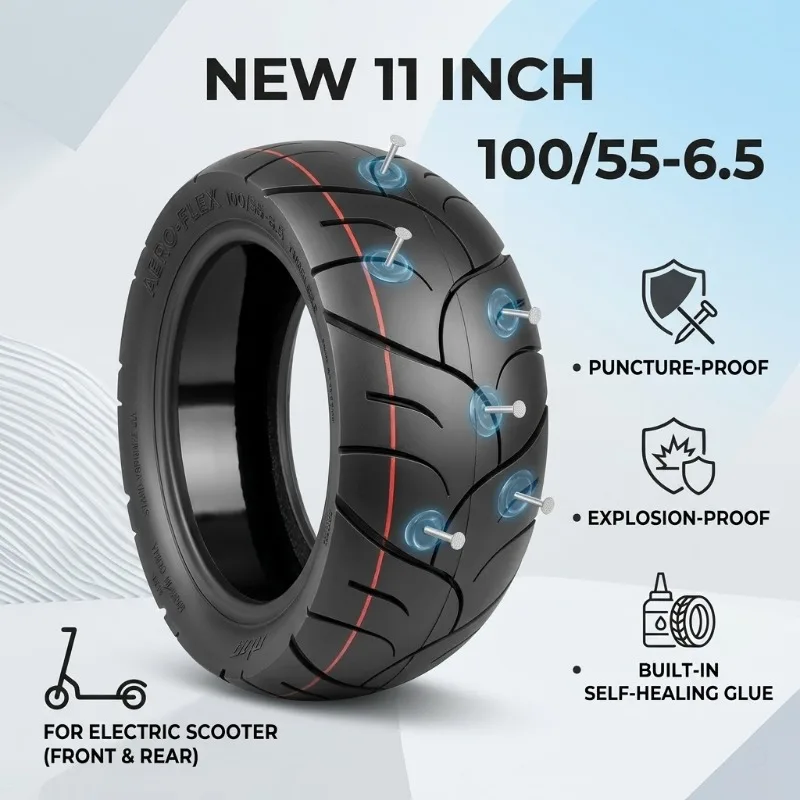 

11” 100/55-6.5 Self-Healing Tubeless Tire Puncture-Proof Explosion-Proof for Dualtron Ultra2 Kaabo Wolf Warrior Electric Scooter