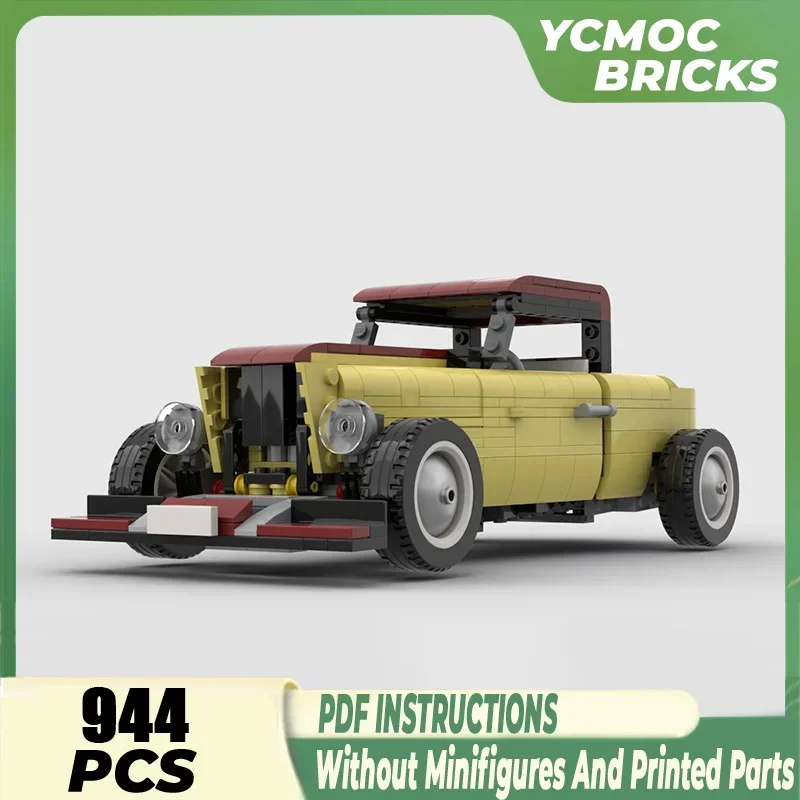 YcMoc Building Blocks Vintage Classic Fordd B-Model Car Model Technical Bricks DIY Assembly Vehicle Toys For Kids Child