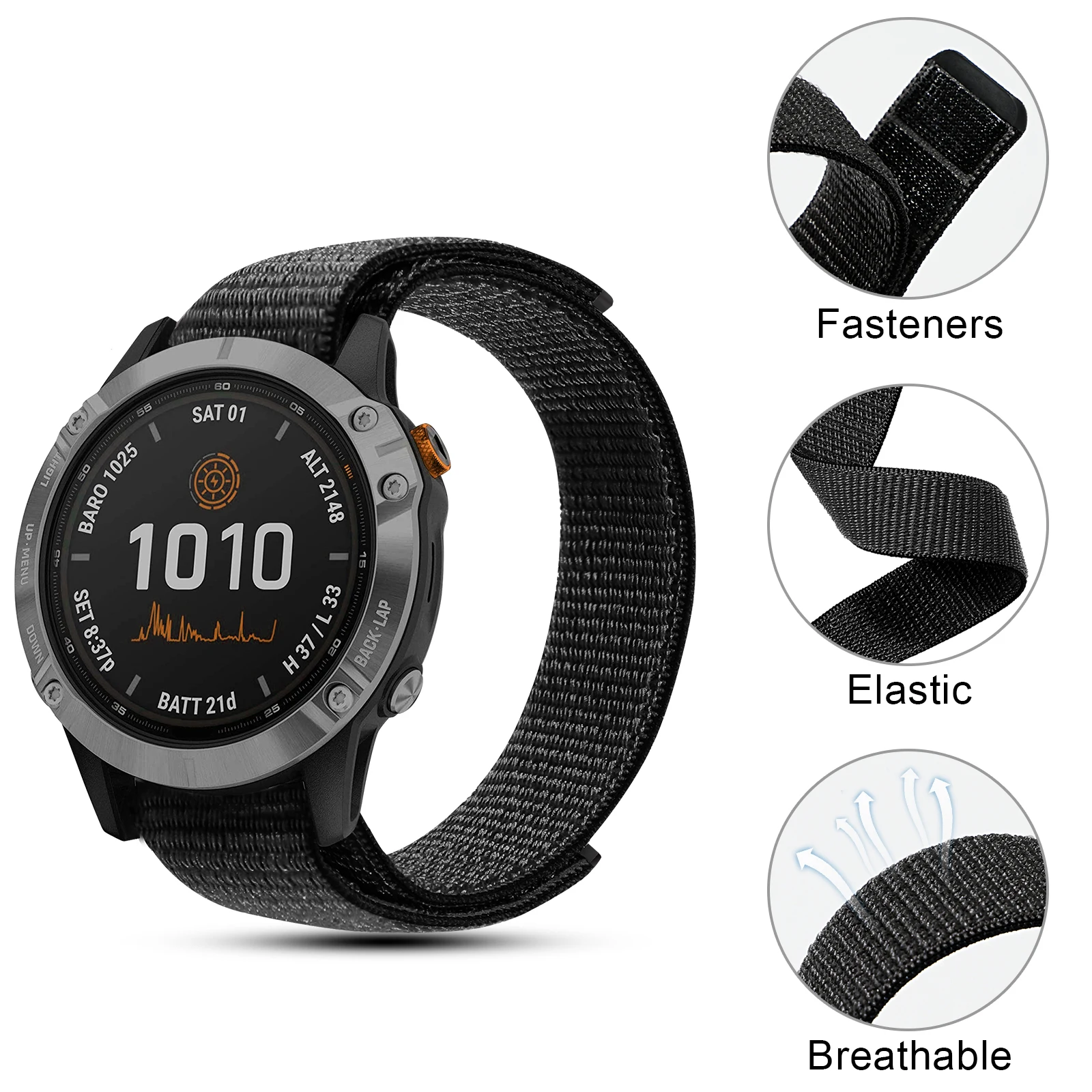 22mm 26mm Hook Loop Nylon Strap For Garmin Enduro Watch Band Fenix 6 6X Pro 5X Plus/TACTIX DELTA/MK2i/Forerunner 945 Watchband