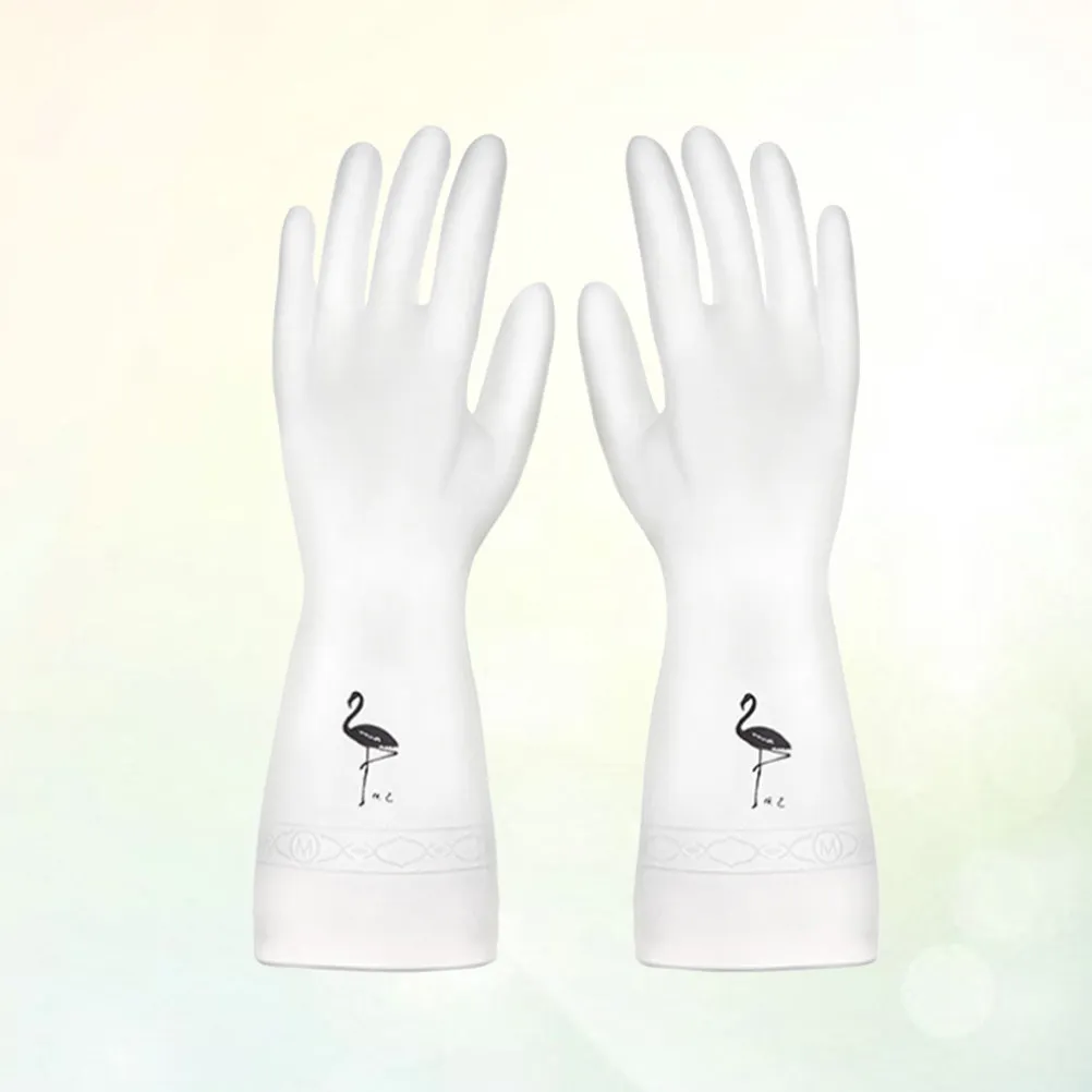 

Flamingo Pattern Gloves Dishwashing Household Kitchen Waterproof Rubber Size Home Cleaning