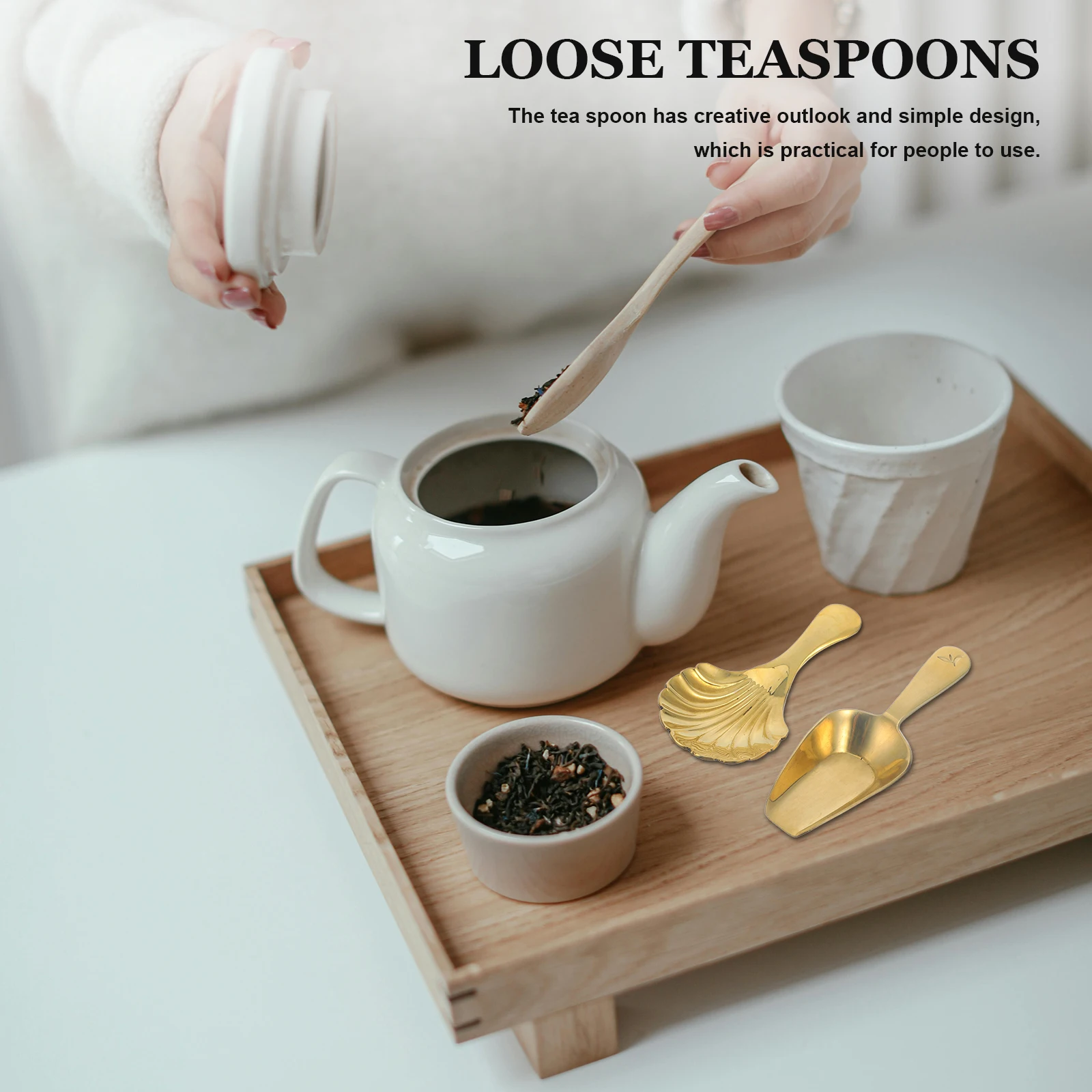 

2pcs Mini Tea Leaf Spoons Brass Teaspoons for Loose Tea Scoop Small Kitchen Gadgets Accessories Material Fine Texture