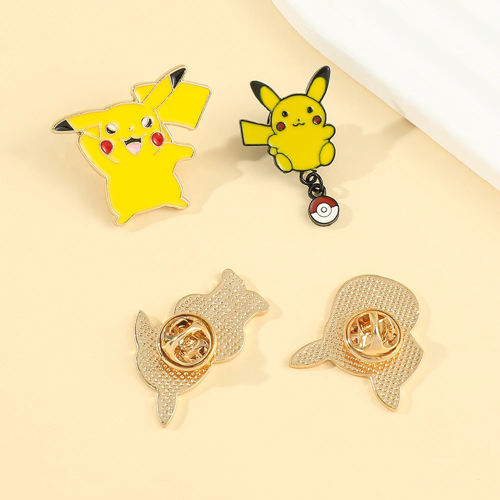 Bandai Pokemon Brooch Anime Cute Japanese Style Cartoon Metal Badge Pikachu Snorlax Pin Game Lapel Pin Gifts For Kids Gift