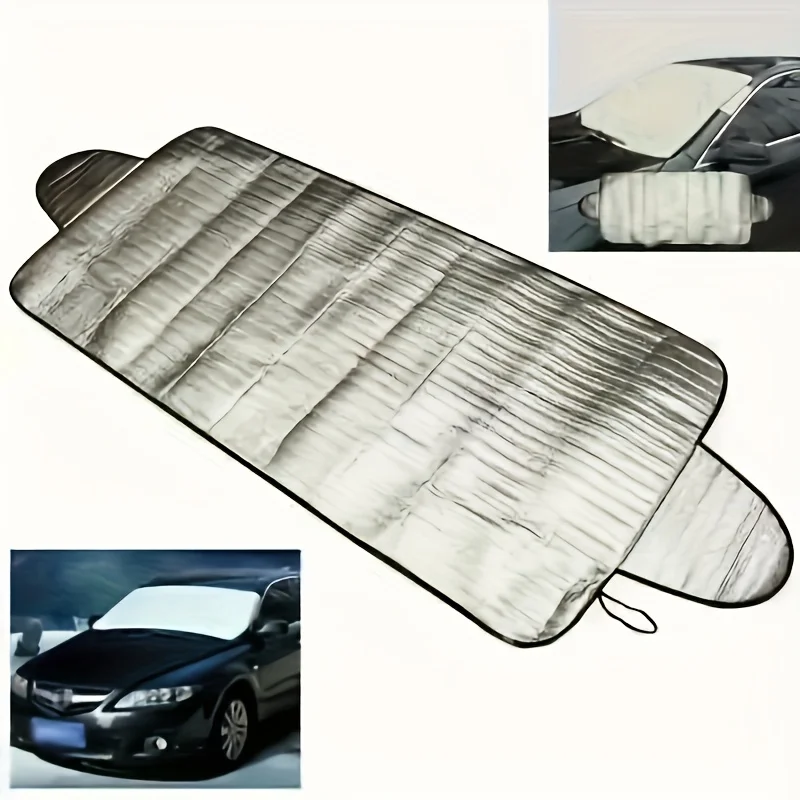 Universal Car Windshield Cover Integrated Snow Frost Sun Dust Protection With Hook Straps Durable Car Sun Shade For Most Vehicle