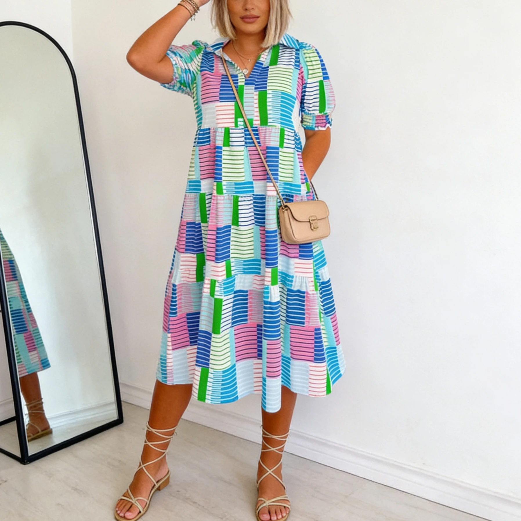 

Shirt Dress Women Long Dresses Casual Loose Vestidos Y2k Streetwear Elegant Party Night Work Turn Down Collar Short Sleeve 2026