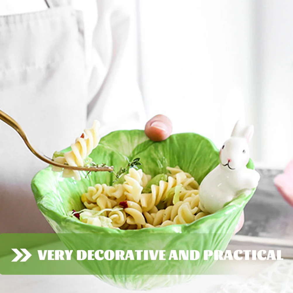 2 قطعة رسمت باليد السيراميك الأرنب السلطانية الصغيرة الزخرفية الغذاء الحاويات ل دقيق الشوفان بودنغ الآيس كريم المعكرونة سلطة التوابل جميل #1