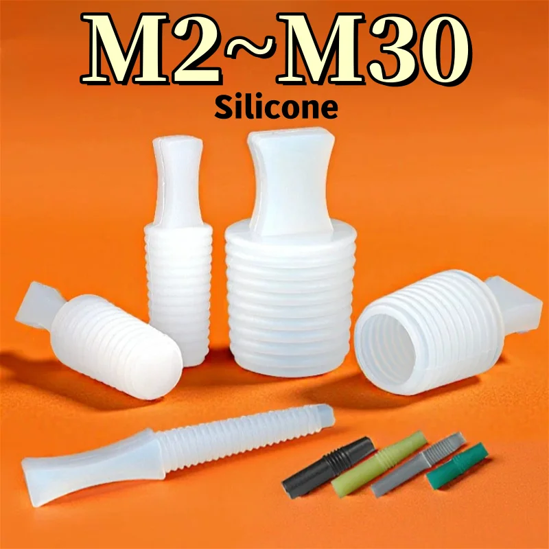 M2~M30 Silicone High Temperature Resistant Threaded Plugs Paint Plug Rubber Dust Cover Electroplated Oxidation Sealing Covers