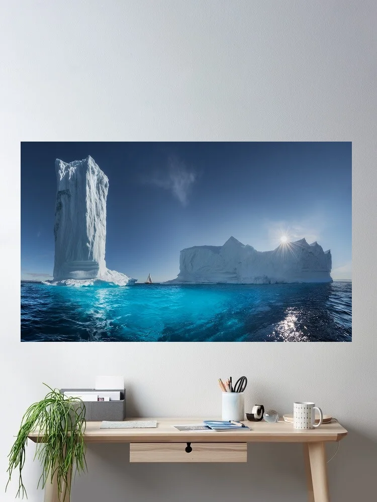 8Style Choose Amazing Iceberg Ocean Nature Landscape, Art Print Silk Poster Home Wall Decor