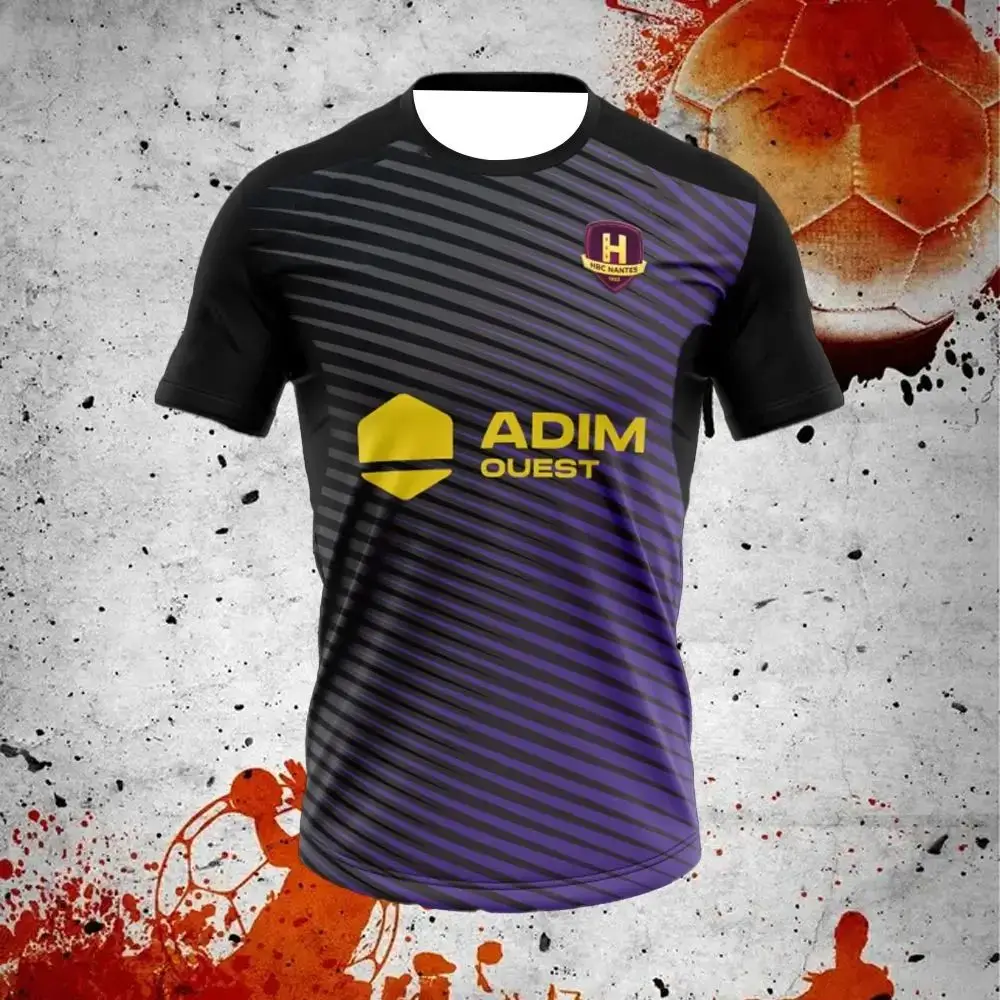25-26 Nantes قميص كرة اليد للرجال تنفس التجفيف السريع ملابس رياضية فضفاضة في الهواء الطلق ركوب التدريب عادية قصيرة الأكمام تي شيرت #2