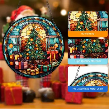 陽光捕捉器面板 陽光捕捉器 牆掛裝飾 壓克力家居裝飾面板 彩色聖誕場景 窗牆掛飾品 8 最佳銷售 亞克力牆飾 - №5