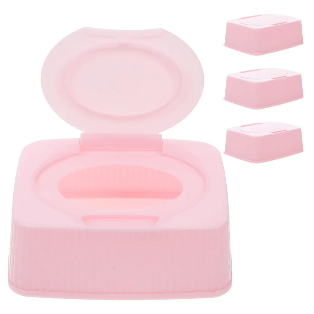 

4Pcs Reusable Wipe Container Box Modern PP Material Dustproof Makeup Cotton Pad Holder Easy-Pull Wipes Dispenser for Bathroom