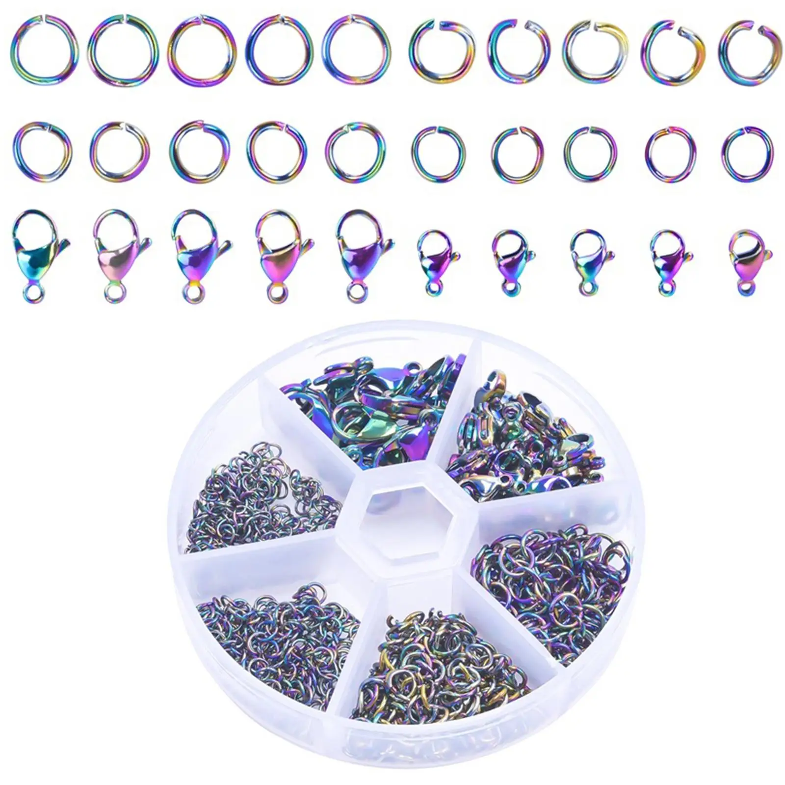 

120Pcs Lobster Clasps with Open Jump Rings Mixed Size for Earrings Necklaces