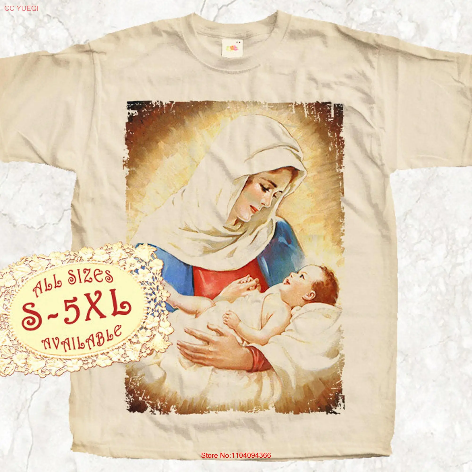 Mary Mother with baby Jesus V28 Catolic T SHIRT All sizes S 5XL Religious Christian Catholic TEE Natural