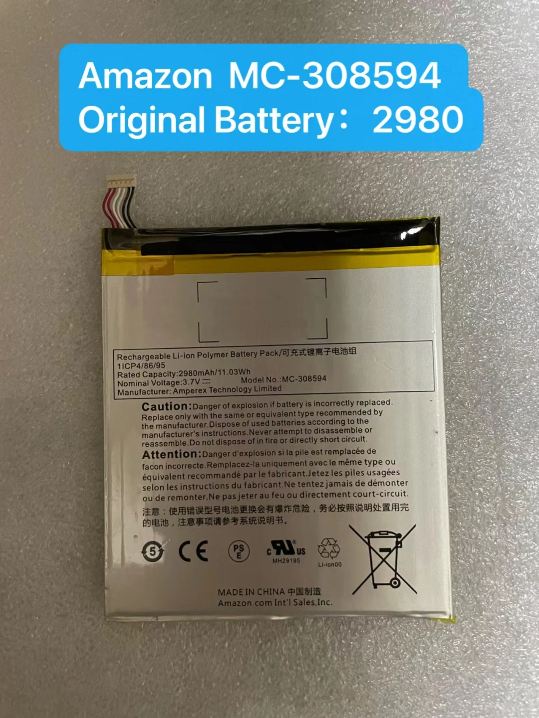 100% Original New 2980mAh MC-308594 Battery For Amazon Kindle Fire 7 5th Gen SV98LN Mobile Phone Replacement Batteries Bateria