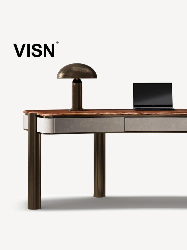 Black walnut desk Modern light luxury designer new home curved minimalist solid wood desk desk