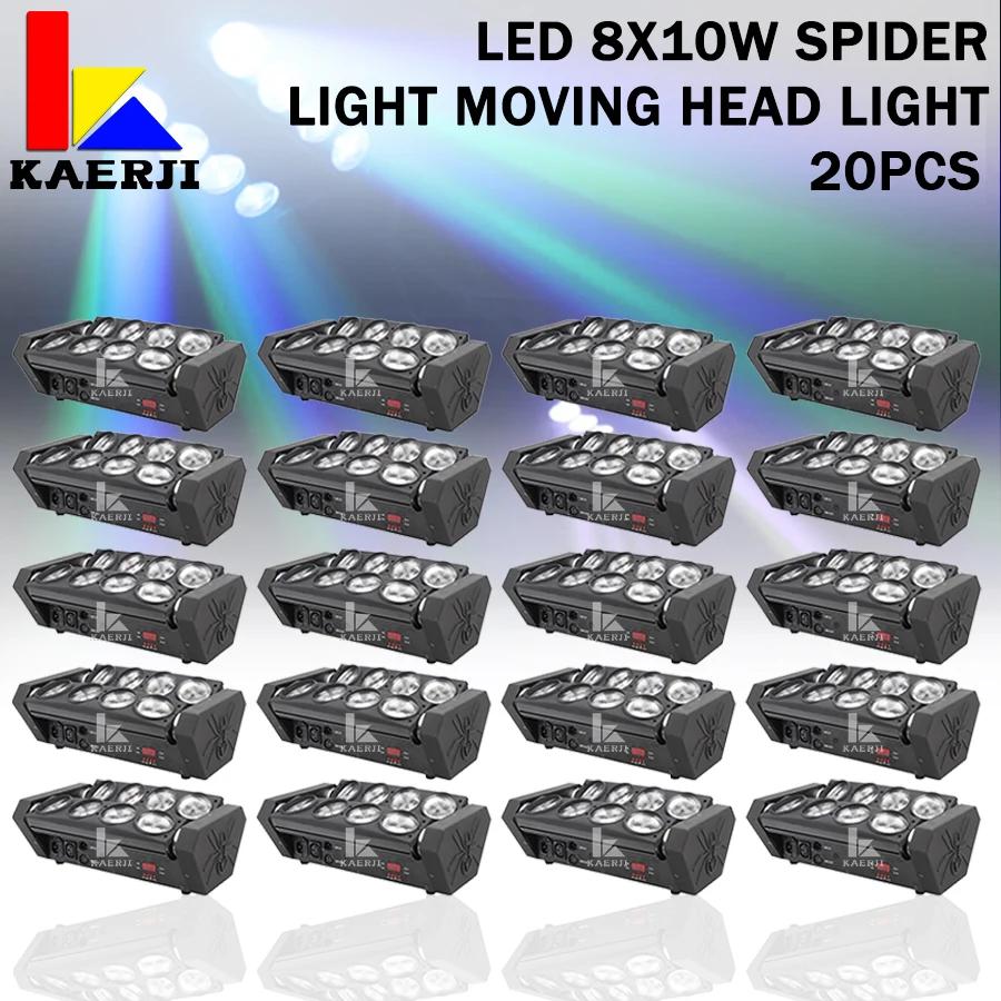 หลอดไฟหน้า LED 8x10W RGBW เวที DJ ไฟดิสโก้20ชิ้น DMX512จัดงานแต่งงานไฟบ้านปาร์ตี้