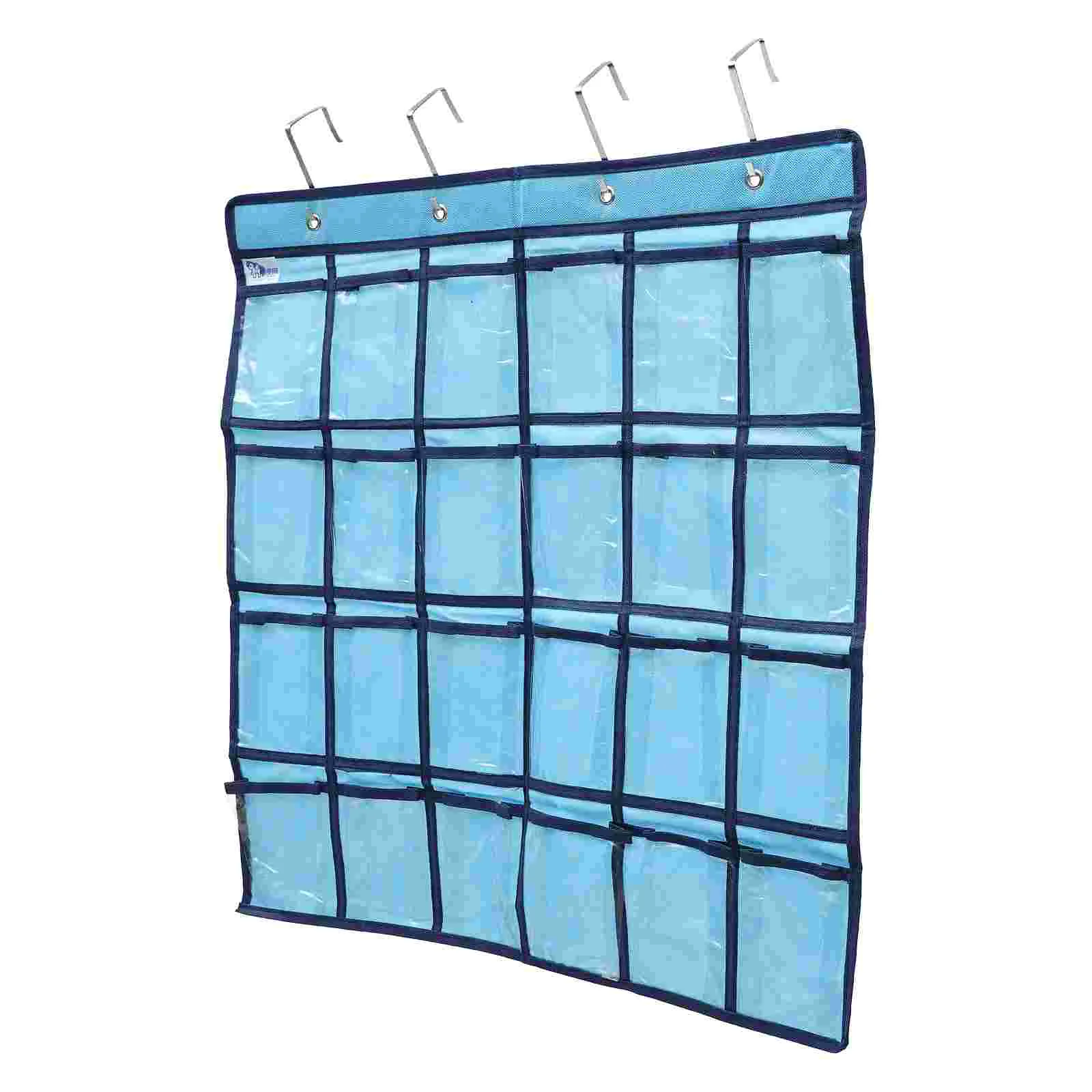 

24 Pocket Organizer Mobile Phone Bag Storage Drawers Chart Multiple Pockets Blue Non-woven Fabric Child
