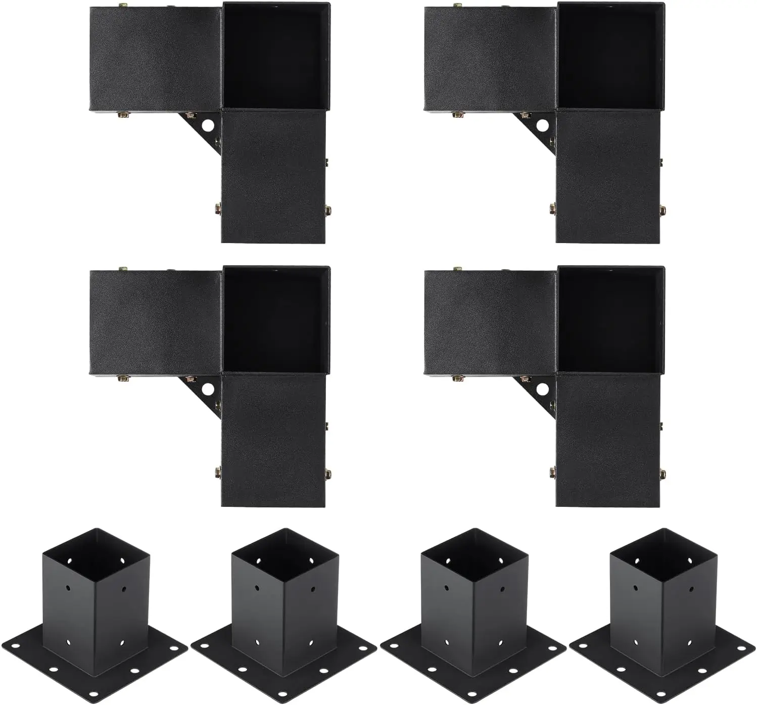 hit product3-Way Corner Brackets 4"x4" Post Base Woodwork Aluminum Pergola Bracket Kit for Balcony Courtyard Park Restaurant