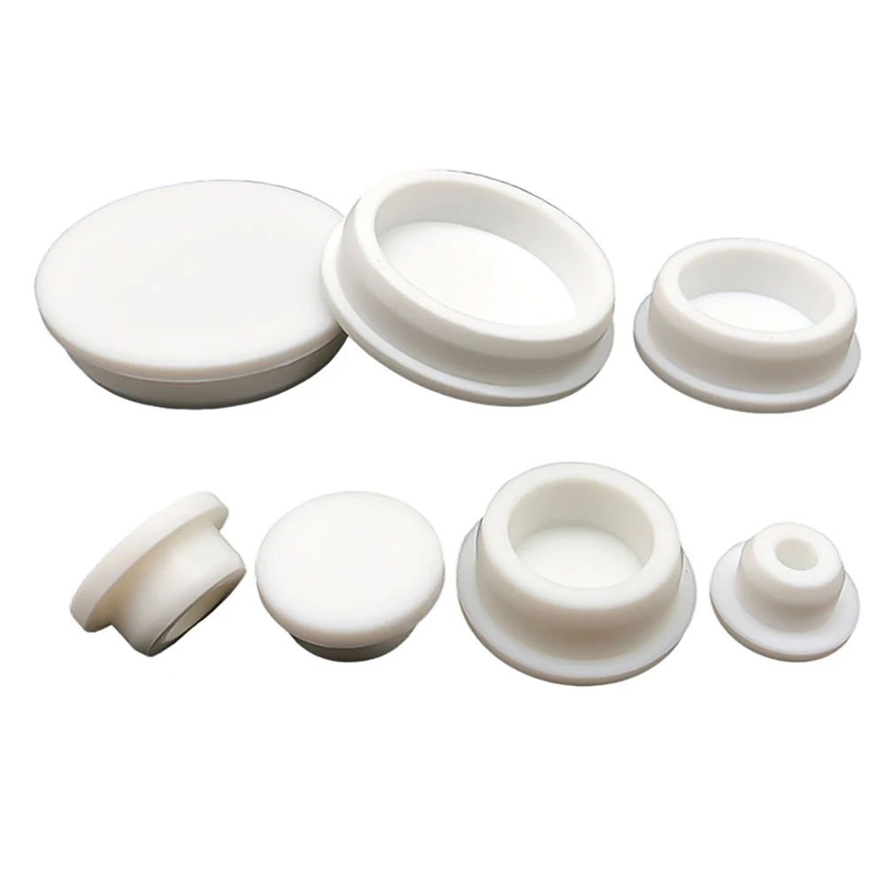 White Silicone Rubber Seal Hole Plugs Hollow Blanking End Cap Bore 6.8-201.5mm T Type Stopper Dustproof Plug Pipe Inserts