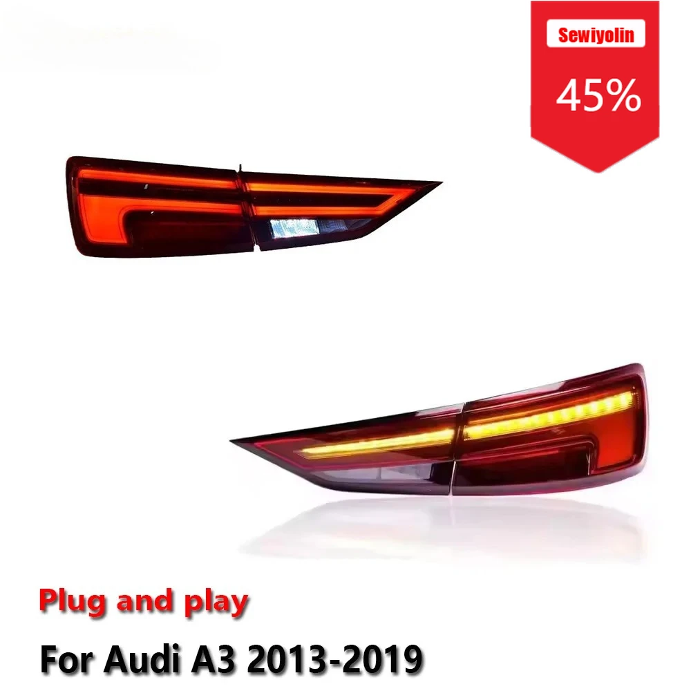 

Автомобильные аксессуары Sewiyolin, светодиодные задние фонари для Audi A3 2013-2019, красные линзы, задние последовательные сигнальные лампы Plug and Play, сигнал DRL
