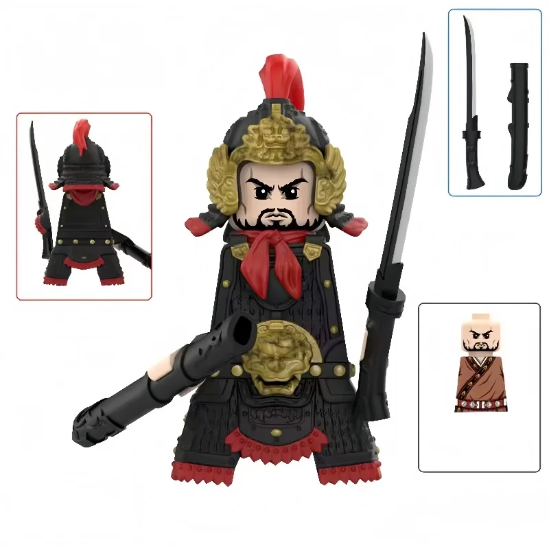 

1pcs Ancient Chinese Hero Yue Fei General Military Armor Soldier Action Figures Building Block Sword Helmet DIY Brick Toy Gift