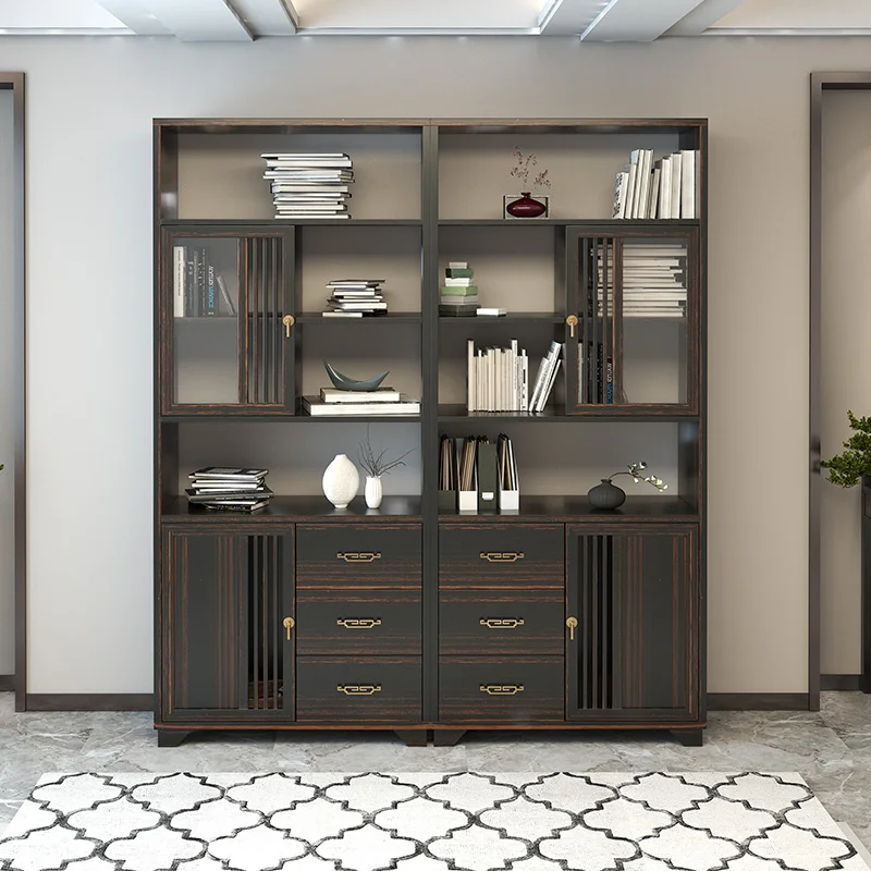 Classic Style Combined Bookshelf Antique Library  Bookcase Study Room Home Use Wood Bookcase Furniture