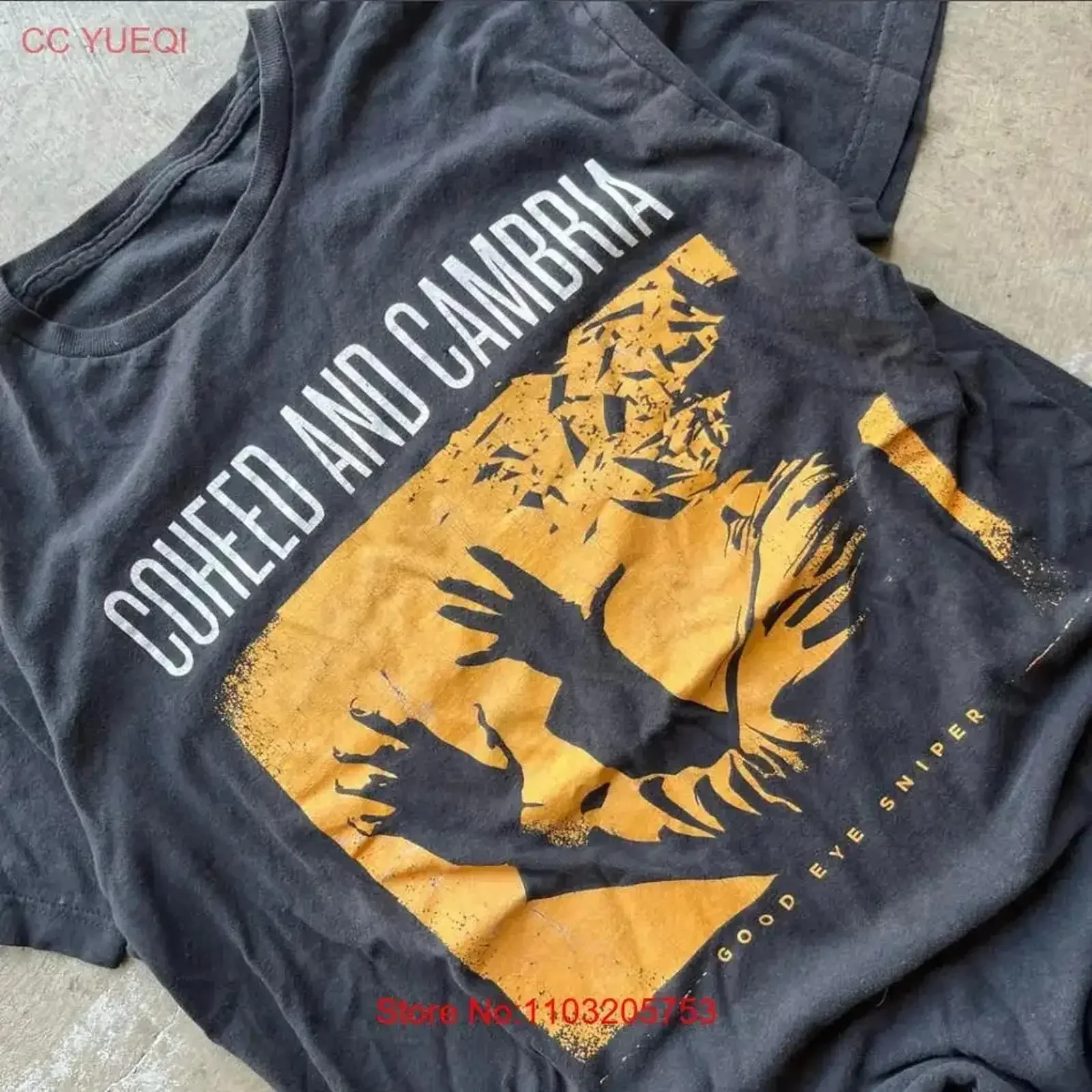 

Vintage style Coheed and Cambria rock band short sleeve black shirt KV29464 Washed Versatile graphic Slightly vintage Washed