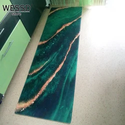 Green Long Carpet For Kitchen Floor Abstract Marble Bathroom Mat Home Decorations Chair Table Mat Hallway Rug Bedroom Bedside