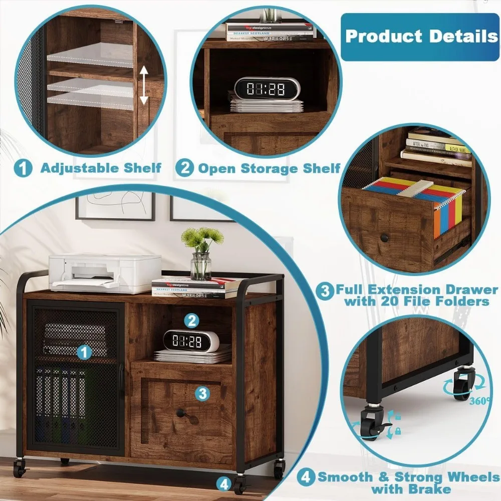 Dart Board Games Rolling Filing Cabinets With Drawer Schedari Mobile Wood Metal Printer Stand With Storage (Rustic Oak) Ps5 File