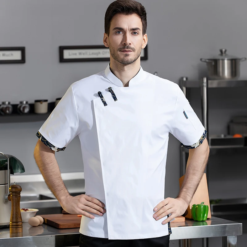 Men's Chef's Jacket Comfortable Stretch Restaurant Workwear Waiter Shirt Delicate and Soft Kitchen Overalls Cook Uniform