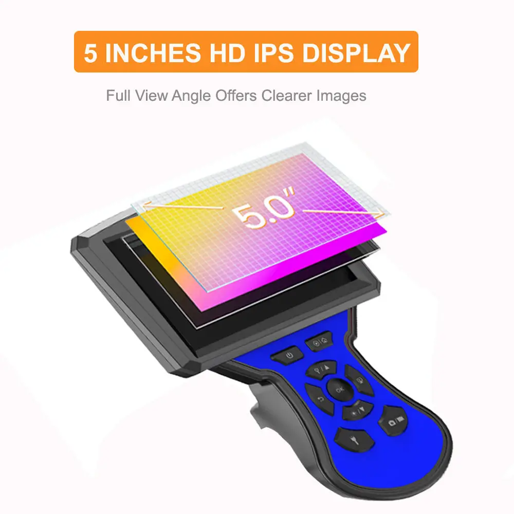 M50 عدسة مزدوجة HD 5 بوصة IPS LCD شاشة كبيرة كاميرا فحص المنظار الصناعي
