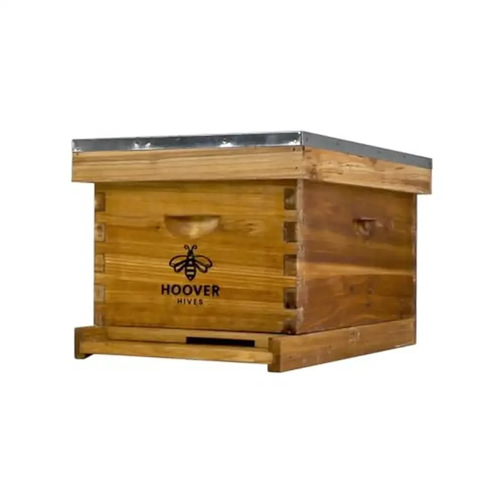 Langstroth Beehive Starter Kit with 8 Frame Deep Box & Accessories Dip in Beeswax High Quality Dovetail Joints CellTech Frames