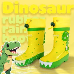 Boys and Girls Afraid of Children's Dinosaur Rubber Rain Shoes, Waterproof and Non-Slip Closing Design, For All Seasons