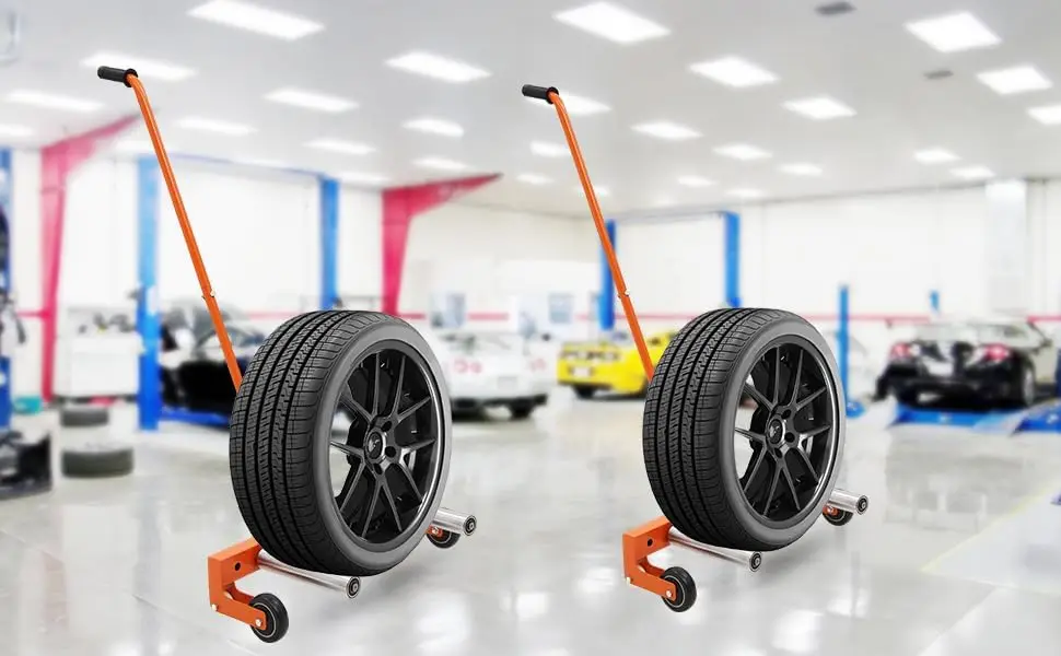 Heavy Duty Tire Lifter On Casters 360 Degree Rotating Wheels 150 Kg Capacity Adjustable Tire Wheel Dolly For Cars Trucks Trailers Workshop Tire Service Tool