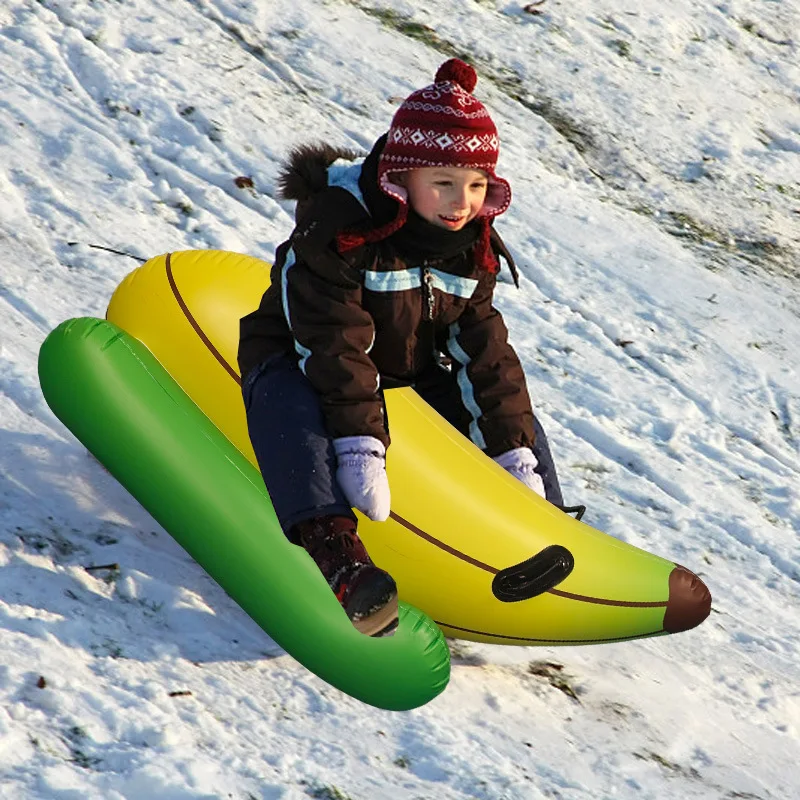 Factory Wholesale Thick Cold Proof Inflatable Banana Snow Sled, Custom Size Pullable Snow Ski Tube OEM Available