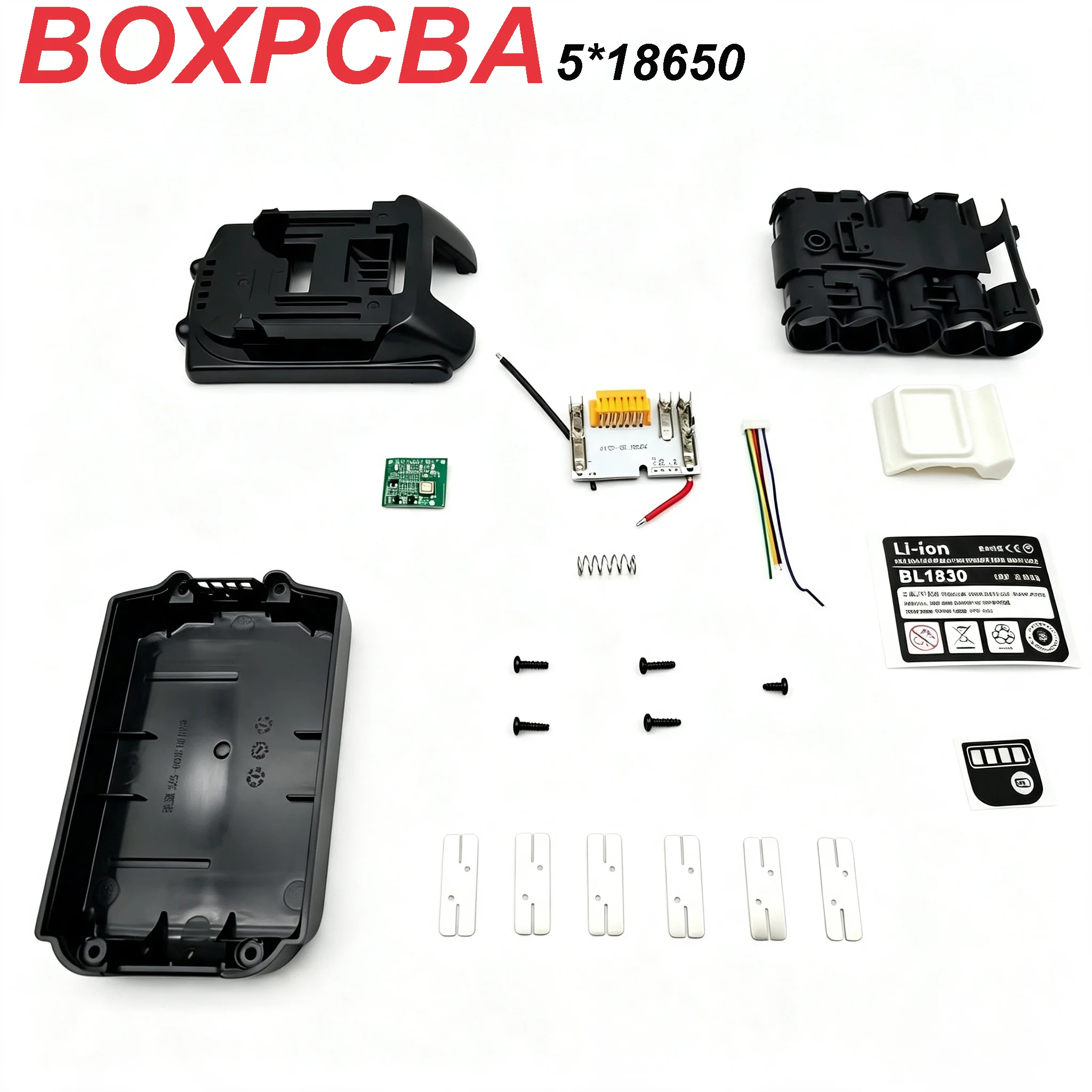 5X18650 BMS Balanced Charging Circuit Board BL1820B Lithium Battery Case PCBA LED Key Label Box For Makita 18V BL1815 BL1830