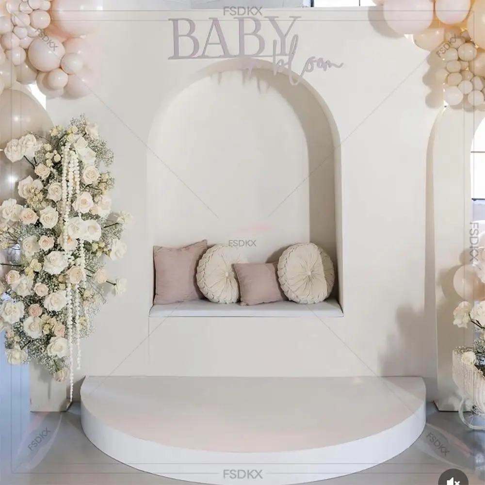 

Wholesale White Customized Style Stage Decor Wall Events Supplier Props PVC Wedding Backdrop for Sale