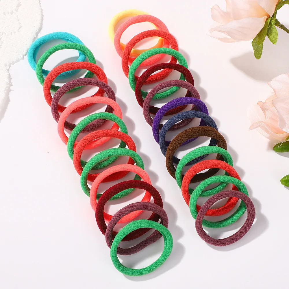 300pcs Random Color Girls Basic Black Hair Bands  Hair Ties Elastic Headband Hair Scrunchies Womens Accessories Ponytail Holder