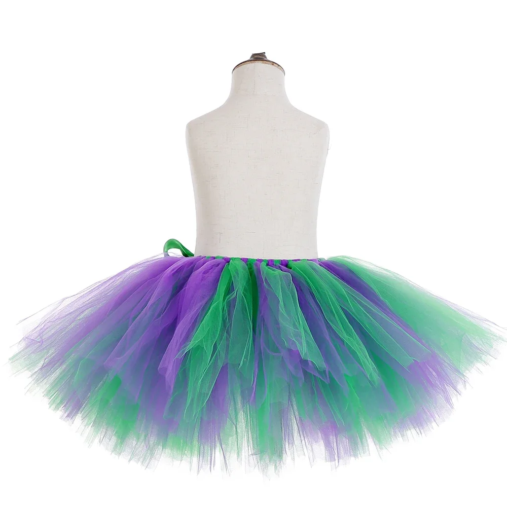 Girls Little Mermaid Tutu Skirt Green Purple Kids Fluffy Tulle Skirt Children Toddler Baby Girl 1st Birthday Tutu Costume Outfit