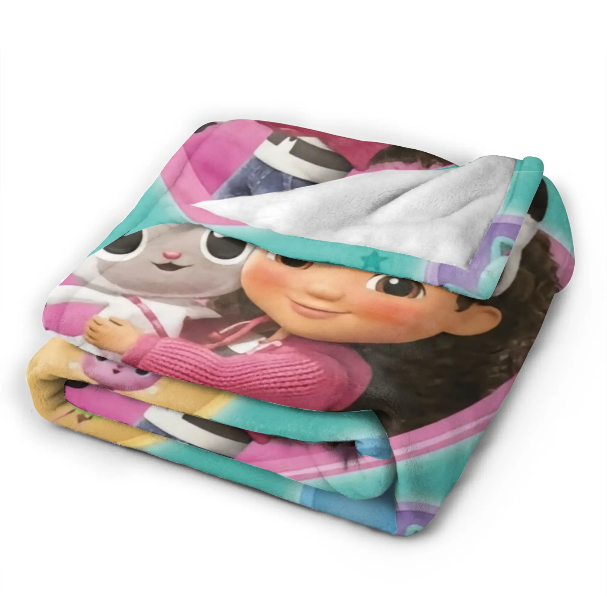 Gabbysed dollhouses Flannel Blanket Winter  Warm Throw Blanket for Students Couch Chair Funny Bedspread Sofa Bed Cover