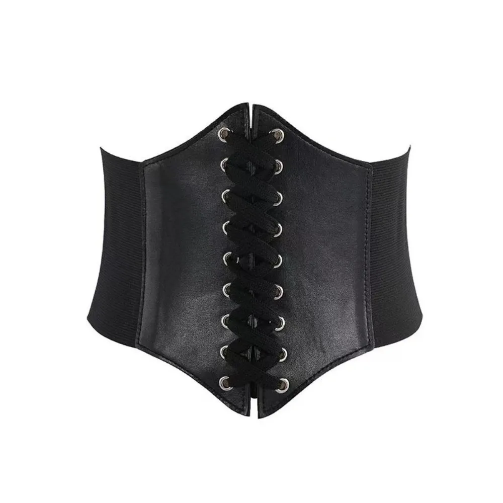 

New Punk Slimming Body Belts PU Leather External Wear Wide Belt High Elasticity Skirt Belt