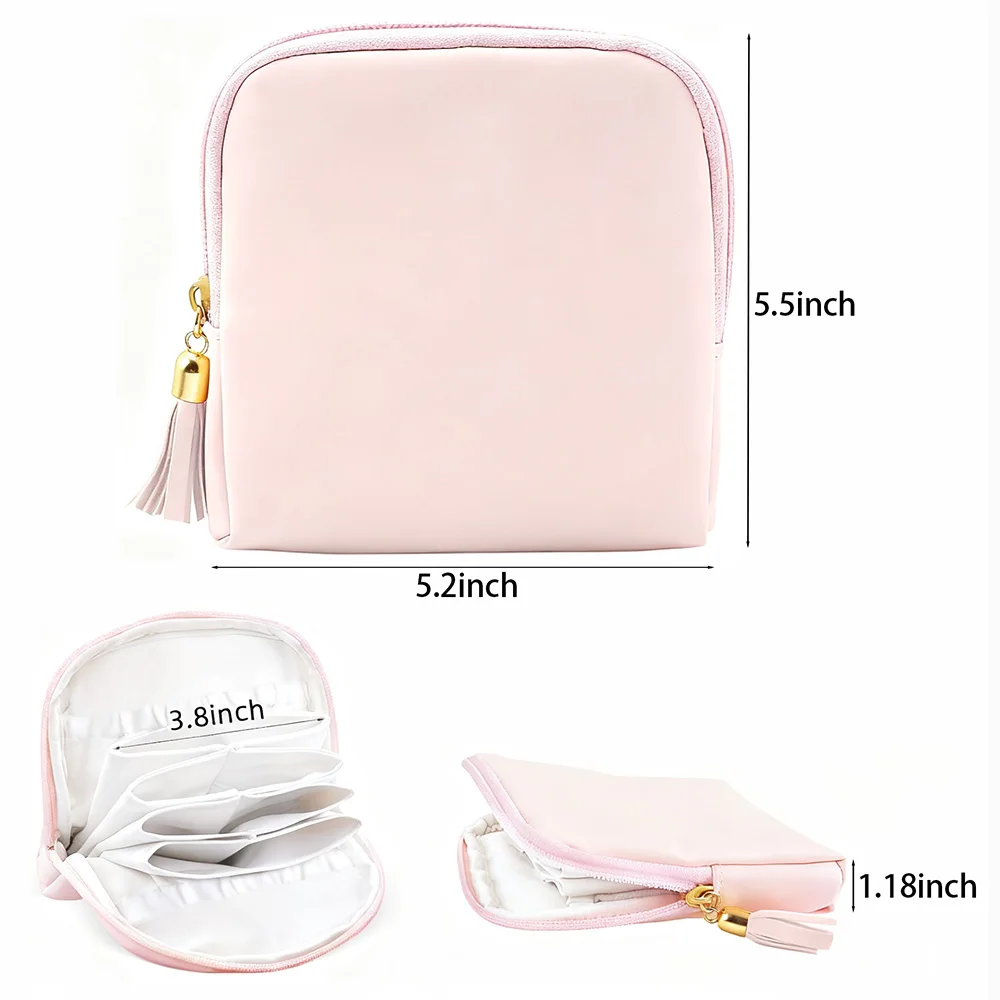 PU Leather Jewelry Travel Case with 6-Pockets, Tassel Jewelry Organizer Storage Bag for Bracelet Rings Earring Travel Essentials